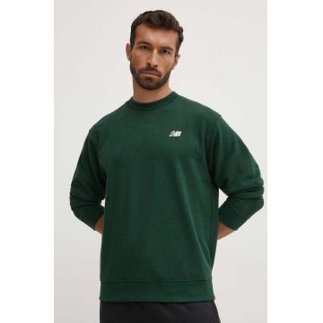 New Balance bluza barbati, culoarea verde, neted, MT41507NWG