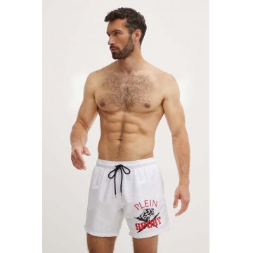 PLEIN SPORT pantaloni scurti de baie culoarea alb, PS24MBM03