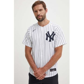 Nike camasa New York Yankees culoarea alb, cu guler stand-up, regular