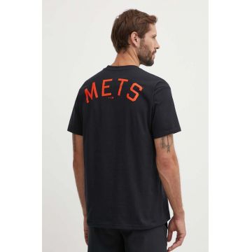 Nike tricou din bumbac New York Mets barbati, culoarea negru, cu imprimeu