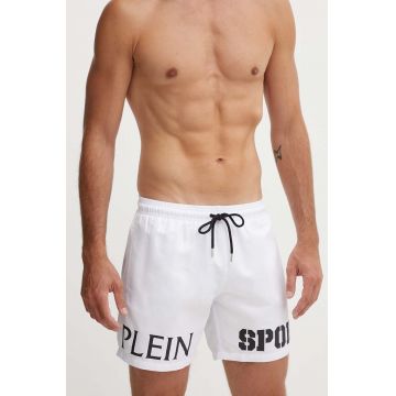 PLEIN SPORT pantaloni scurti de baie culoarea alb, PS24MBM01