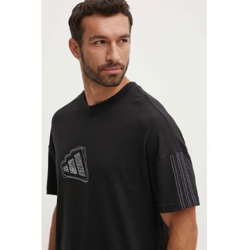 adidas tricou din bumbac All SZN barbati, culoarea negru, cu imprimeu, IX1255