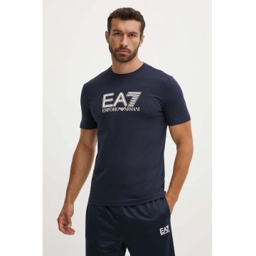 EA7 Emporio Armani tricou barbati, culoarea albastru marin, cu imprimeu, PJVQZ.6DPT62