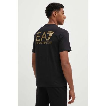 EA7 Emporio Armani tricou din bumbac barbati, culoarea negru, cu imprimeu, PJFFZ.6DPT06