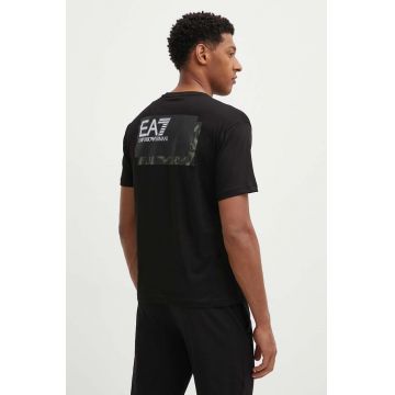 EA7 Emporio Armani tricou din bumbac barbati, culoarea negru, cu imprimeu, PJVPZ.6DPT02