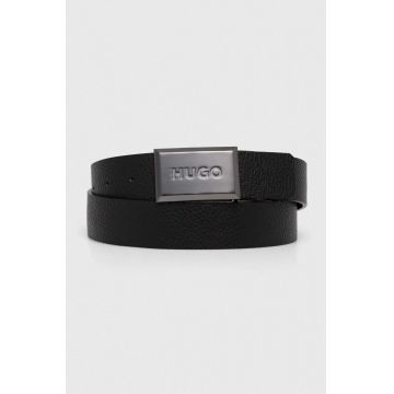 HUGO curea de piele cu doua fete barbati, culoarea negru, 50522605