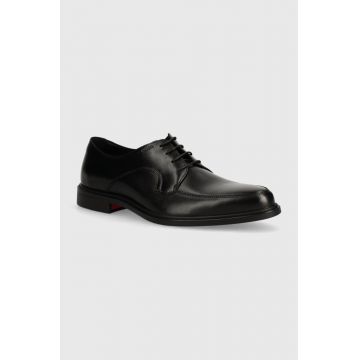 HUGO pantofi de piele Kerr barbati, culoarea negru, 50522956