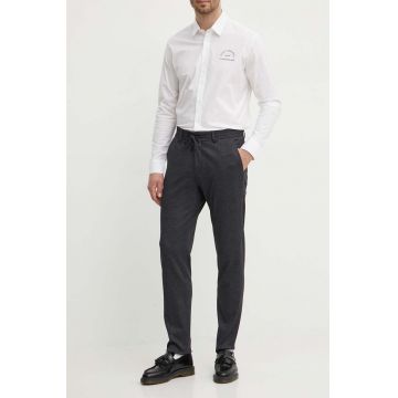 Karl Lagerfeld pantaloni barbati, culoarea negru, drept, 543006.255056