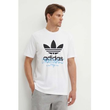 adidas Originals tricou din bumbac barbati, culoarea alb, cu imprimeu, IX6750