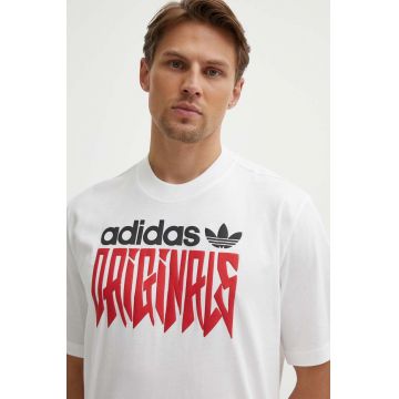 adidas Originals tricou din bumbac barbati, culoarea alb, cu imprimeu, IX9650