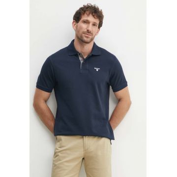 Barbour polo de bumbac Tartan Pique Polo culoarea albastru marin, cu imprimeu, MML0012