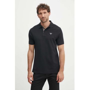 Barbour polo de bumbac Tartan Pique Polo culoarea negru, cu imprimeu, MML0012