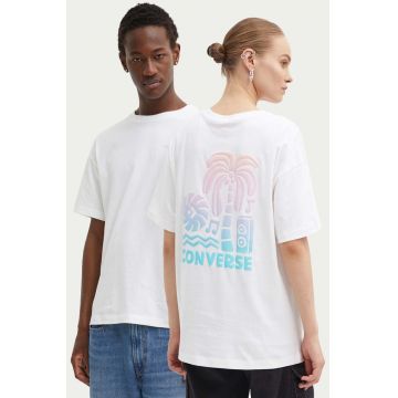 Converse tricou din bumbac culoarea alb, cu imprimeu, 10027149-A01