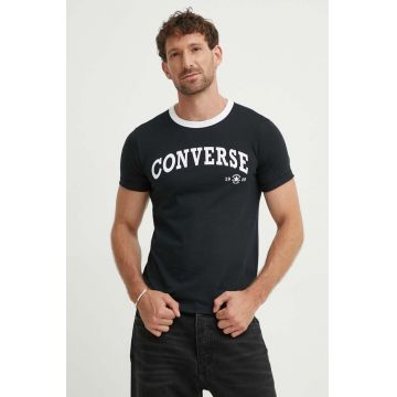 Converse tricou din bumbac culoarea negru, cu imprimeu, 10026365-A02