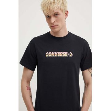 Converse tricou din bumbac culoarea negru, cu imprimeu, 10026416-A01