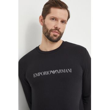 Emporio Armani Underwear bluză lounge culoarea negru, cu imprimeu, 111785 4R571
