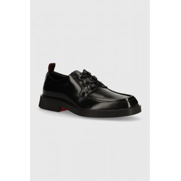 HUGO pantofi de piele Iker barbati, culoarea negru, 50522931