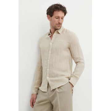 Pepe Jeans camasa de in PAYTTON culoarea bej, cu guler clasic, regular, PM308523