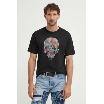 PS Paul Smith tricou din bumbac barbati, culoarea negru, cu imprimeu, M2R.011R.NP4689