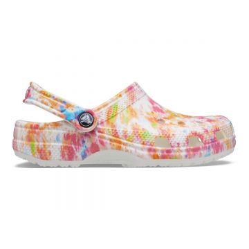 Saboti Crocs Classic Tie-Dye Graphic Clog Portocaliu - Orange Zing/Multi