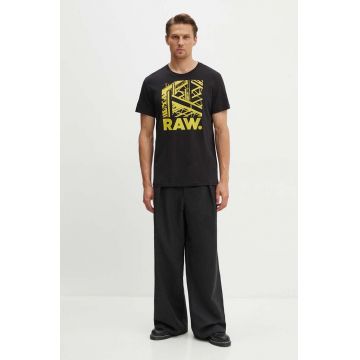 G-Star Raw tricou din bumbac barbati, culoarea negru, cu imprimeu, D24685-C506