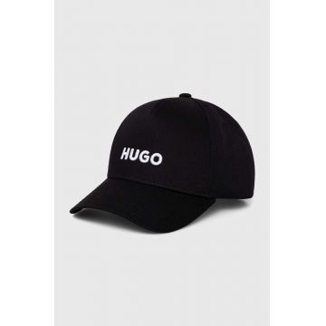 HUGO șapcă de baseball din bumbac culoarea negru, cu imprimeu, 50518901