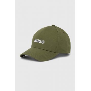 HUGO șapcă de baseball din bumbac culoarea verde, cu imprimeu, 50518901