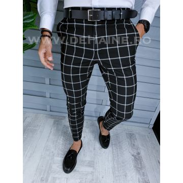 Pantaloni barbati eleganti in carouri negri B1565 65-3 E~