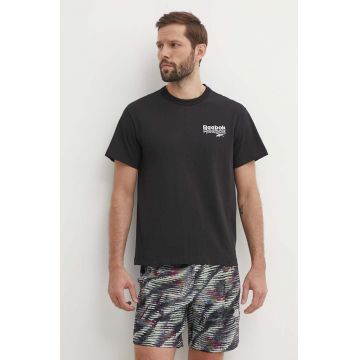 Reebok tricou din bumbac Brand Proud barbati, culoarea negru, cu imprimeu, 100076383