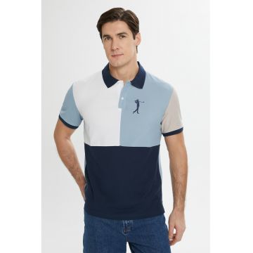 Tricou polo colorblock de bumbac