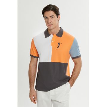 Tricou polo colorblock de bumbac