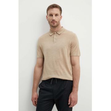 Michael Kors polo din lână culoarea bej, neted, CT460C47AP