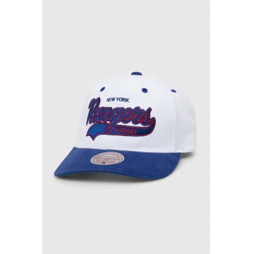 Mitchell&Ness șapcă de baseball din bumbac NHL NEW YORK RANGERS culoarea alb, cu imprimeu