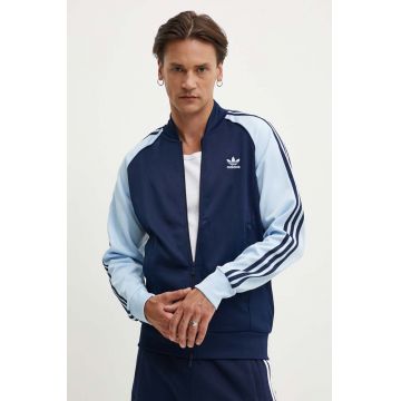 adidas Originals bluza Adicolor Classics SST Track Jacket barbati, culoarea albastru marin, cu imprimeu, IY8732