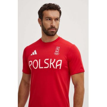 adidas Performance tricou de antrenament HIIT Poland culoarea rosu, cu imprimeu, JF6680