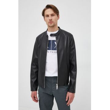 Armani Exchange geaca barbati, culoarea negru, de tranzitie