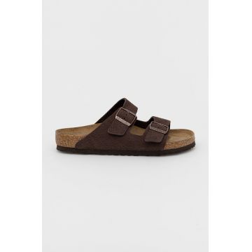 Birkenstock slapi de piele Arizona barbati, culoarea maro