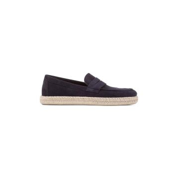 Geox mocasini din piele intoarsa U OSTUNI A barbati, culoarea albastru marin, U36GVA 00022 C4002