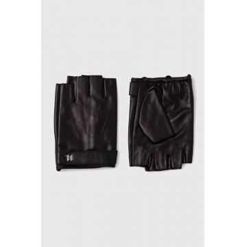 Karl Lagerfeld manusi de piele barbati, culoarea negru, 245M3601