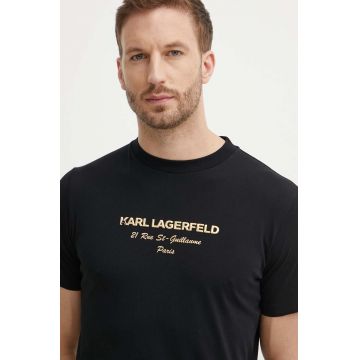 Karl Lagerfeld tricou din bumbac barbati, culoarea negru, cu imprimeu, 542224.755056