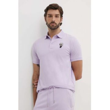 Karl Lagerfeld tricou polo barbati, culoarea turcoaz, cu imprimeu, 542221.745022