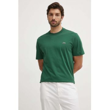 Lacoste tricou din bumbac barbati, culoarea alb, neted