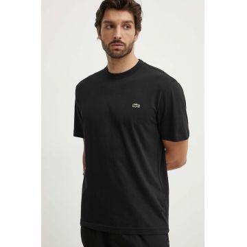 Lacoste tricou din bumbac barbati, culoarea alb, neted