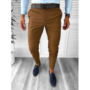 Pantaloni barbati eleganti maro B1769 F1 U