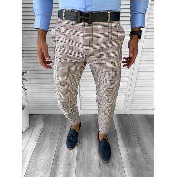 Pantaloni barbati eleganti regular fit carouri B1739 14-2 E~