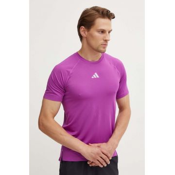 adidas Performance tricou de antrenament Gym+ culoarea violet, neted, IW8372