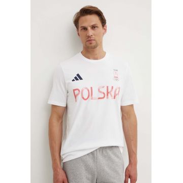 adidas Performance tricou Polska barbati, culoarea alb, cu imprimeu, JF6677