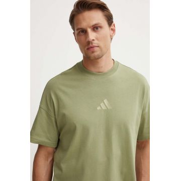 adidas tricou din bumbac All SZN barbati, culoarea verde, neted, JD1010