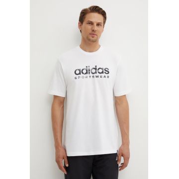 adidas tricou din bumbac Camo barbati, culoarea alb, cu imprimeu, IW2674