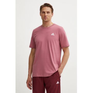 adidas tricou din bumbac Essentials barbati, culoarea roz, neted, IX0120